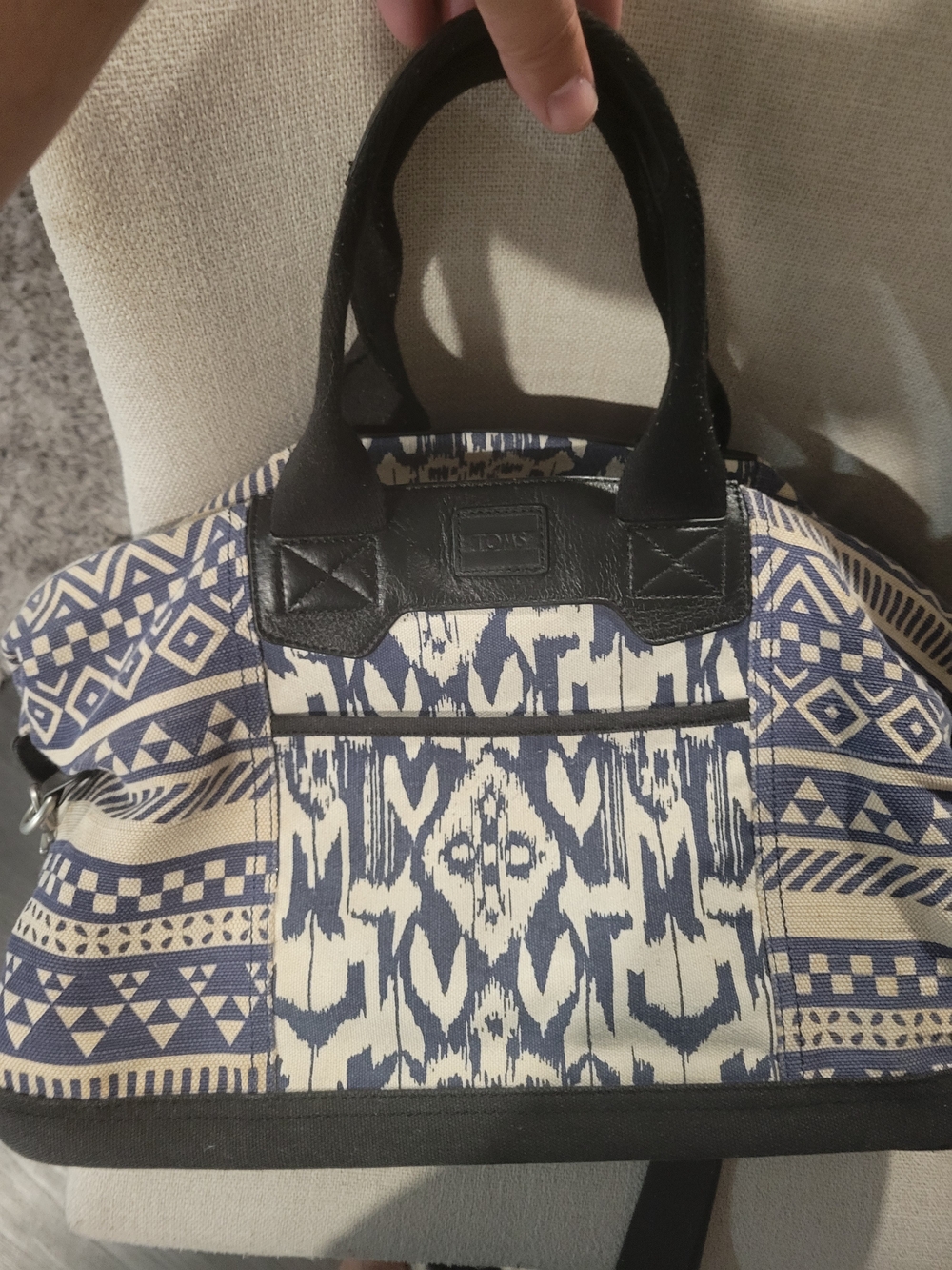 Toms Blue and Cream Patterned Satchel